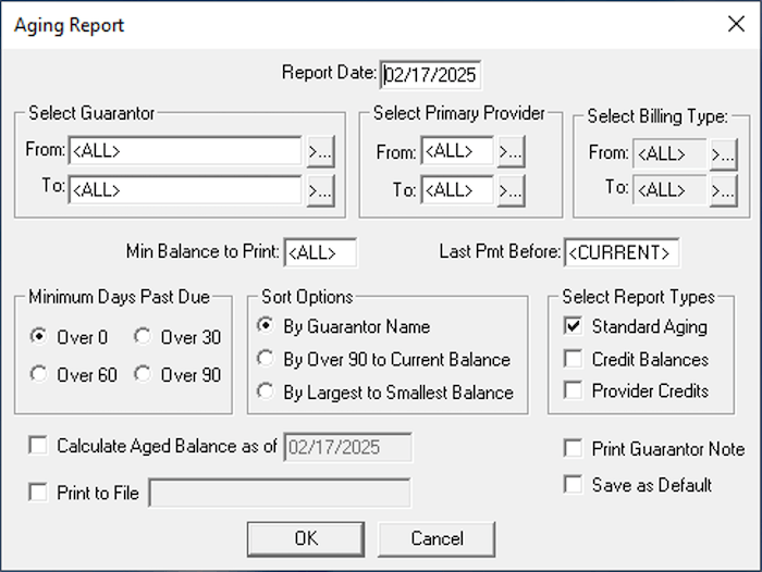 Dentrix Aging Report