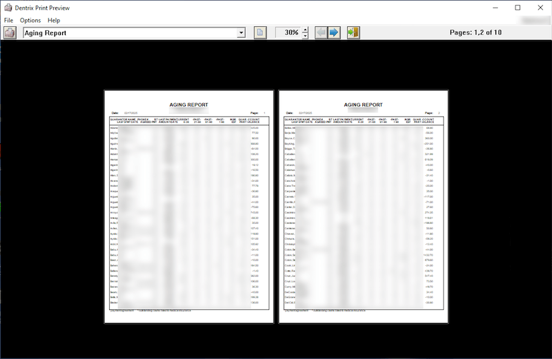 Dentrix Aging Report Print Preview